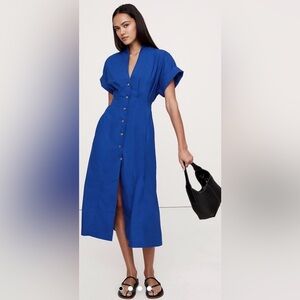 Banana Republic Cotton Poplin Shirtdress Cape Blue Size 12  Excellent Condition